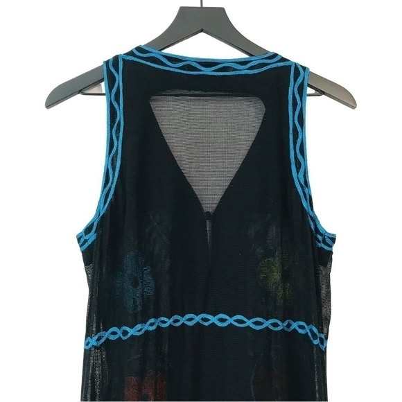 Roja Ethnic Bohemian Hand Embroidered Colorful Floral Mesh Side Slits Maxi Dress - Picture 5 of 10